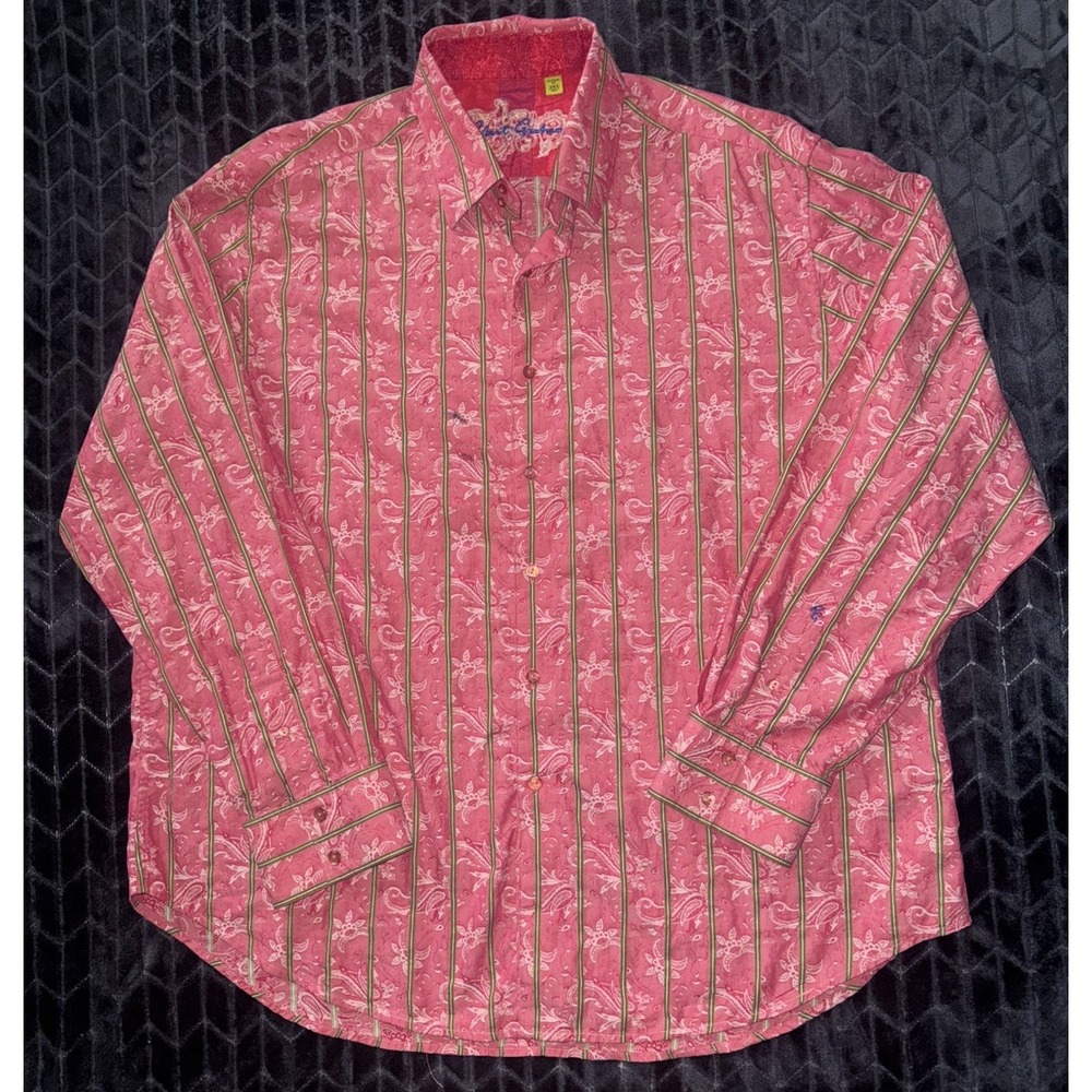 Robert Graham Mens Floral Abstract Shirt Long Sleeve Button Down Classic Sz 3XL